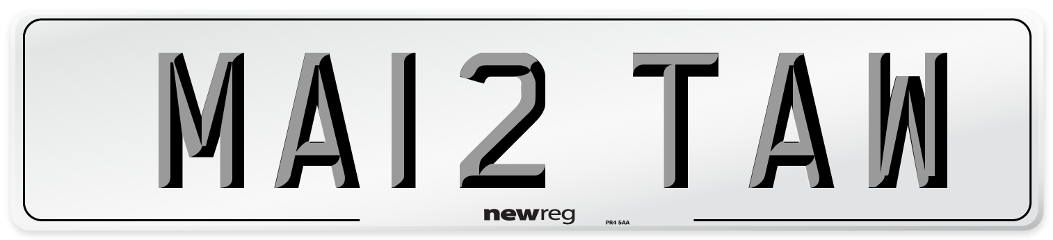 MA12 TAW Number Plate from New Reg